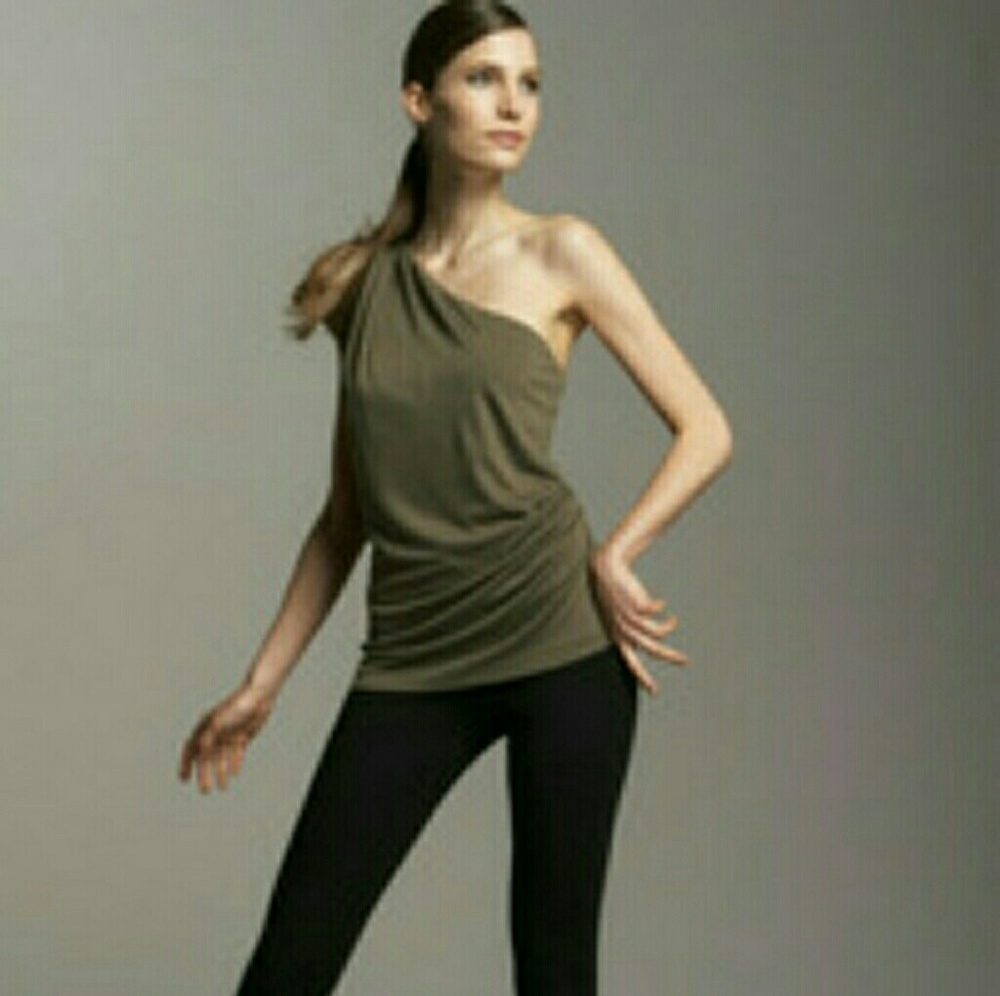 EUC* DVF~ Khaki Green Silk "Hava" One Shoulder Top